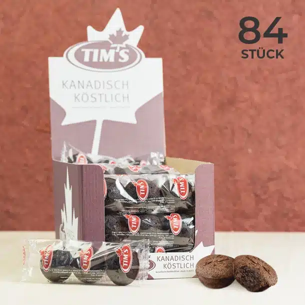 84 Mini Brownies Schokolade Tims Kanadische Backwaren mit Verpackung als Vorteilspack